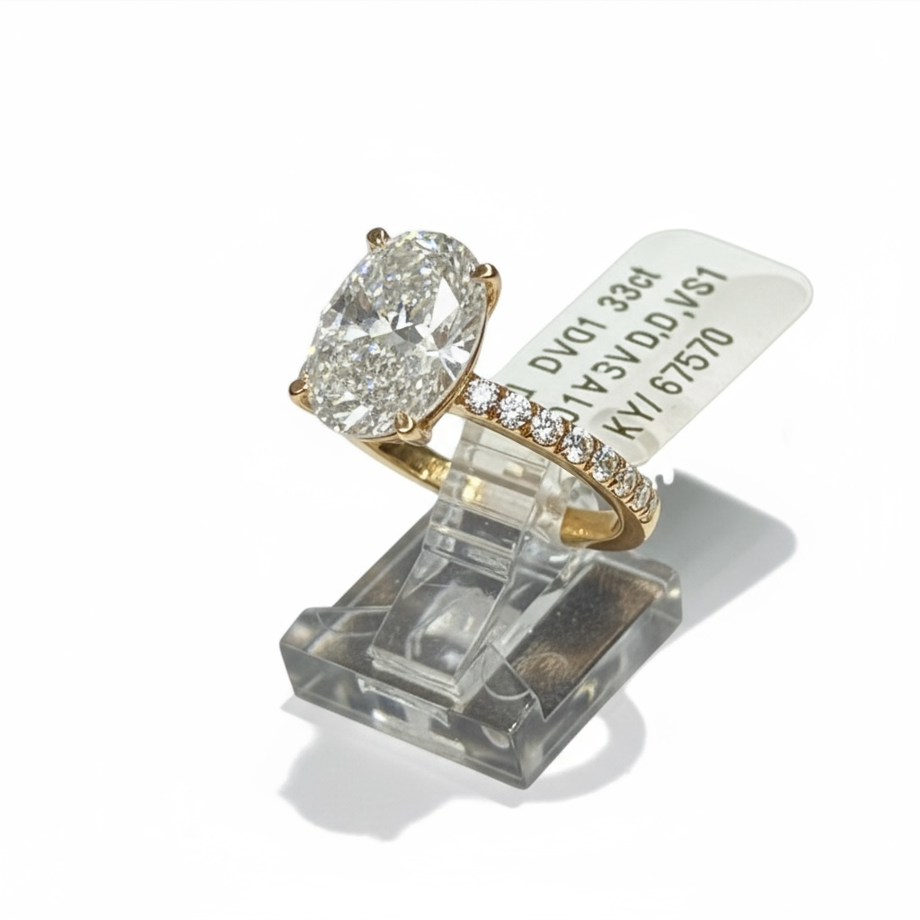 Rings Women OV 2.96ct/D,VS1 14 KT Lab diamonds Size 6 1/4 Weight 3.7gm