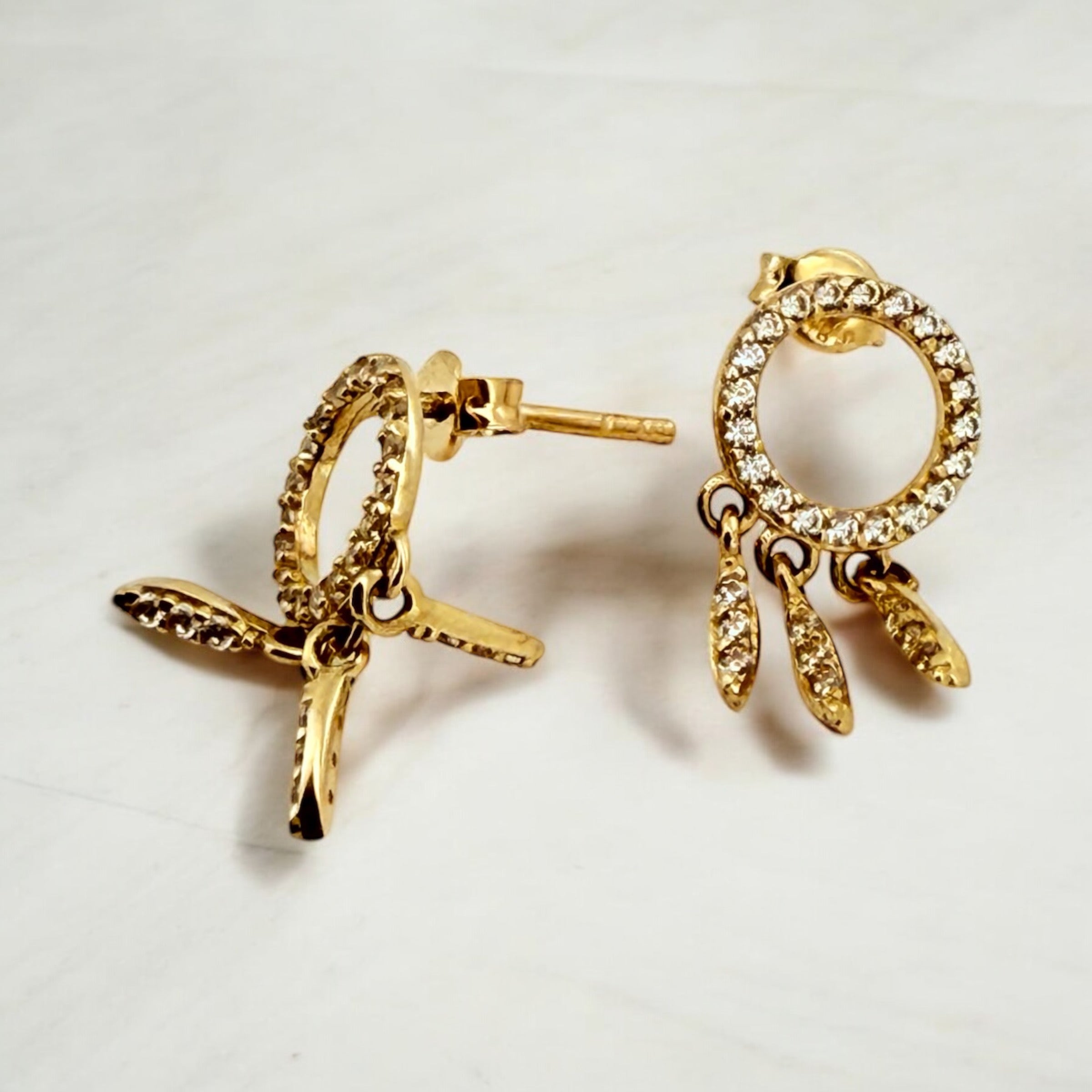 Earrings 14 KT zicornia Weight 1.8gm