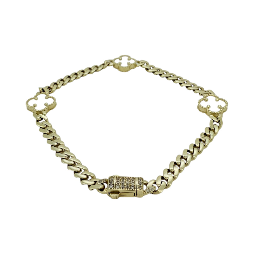 Bracelets White flower 10k Hollow Size 7 Weight 5.1gm