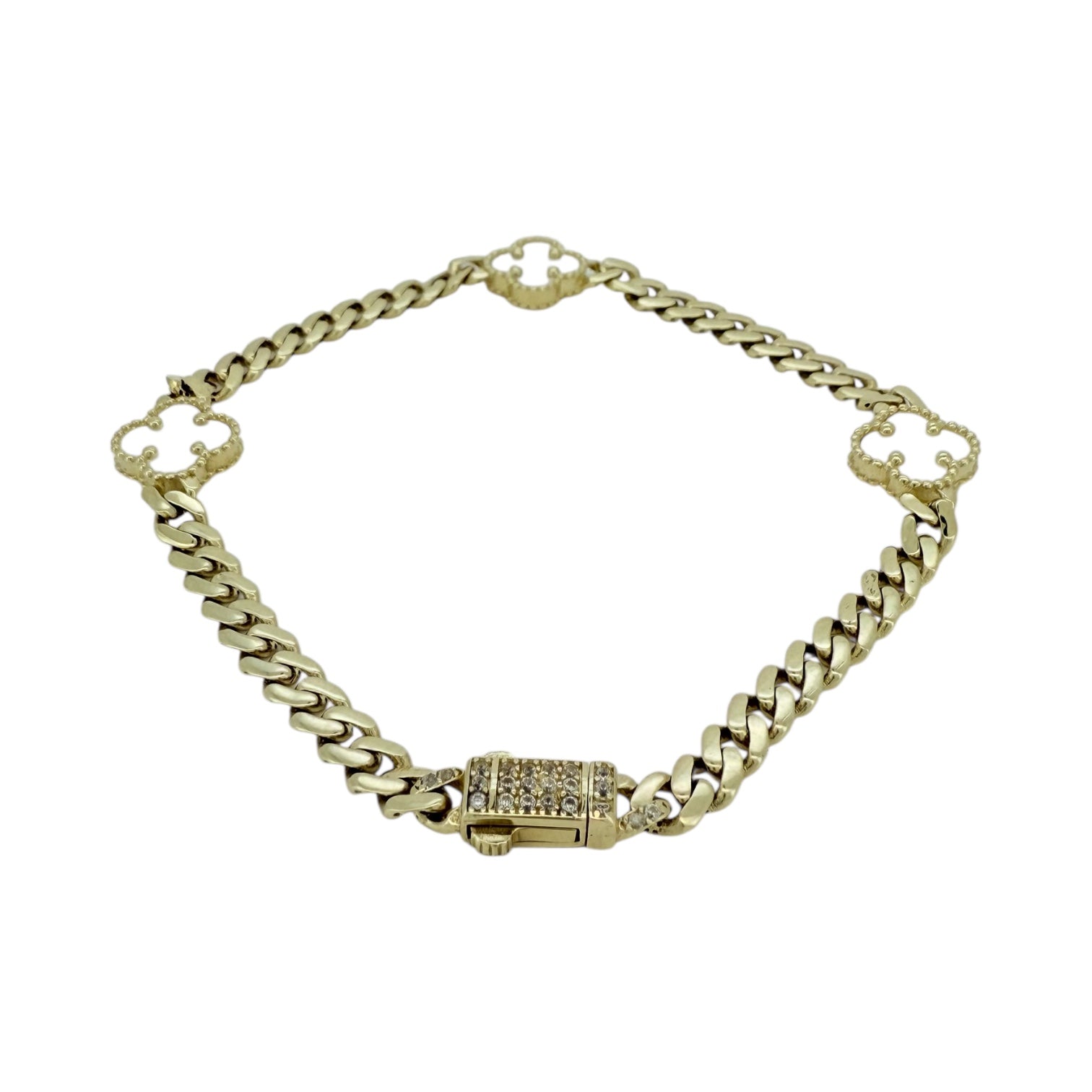 Bracelets White flower 10k Hollow Size 7 Weight 5.1gm