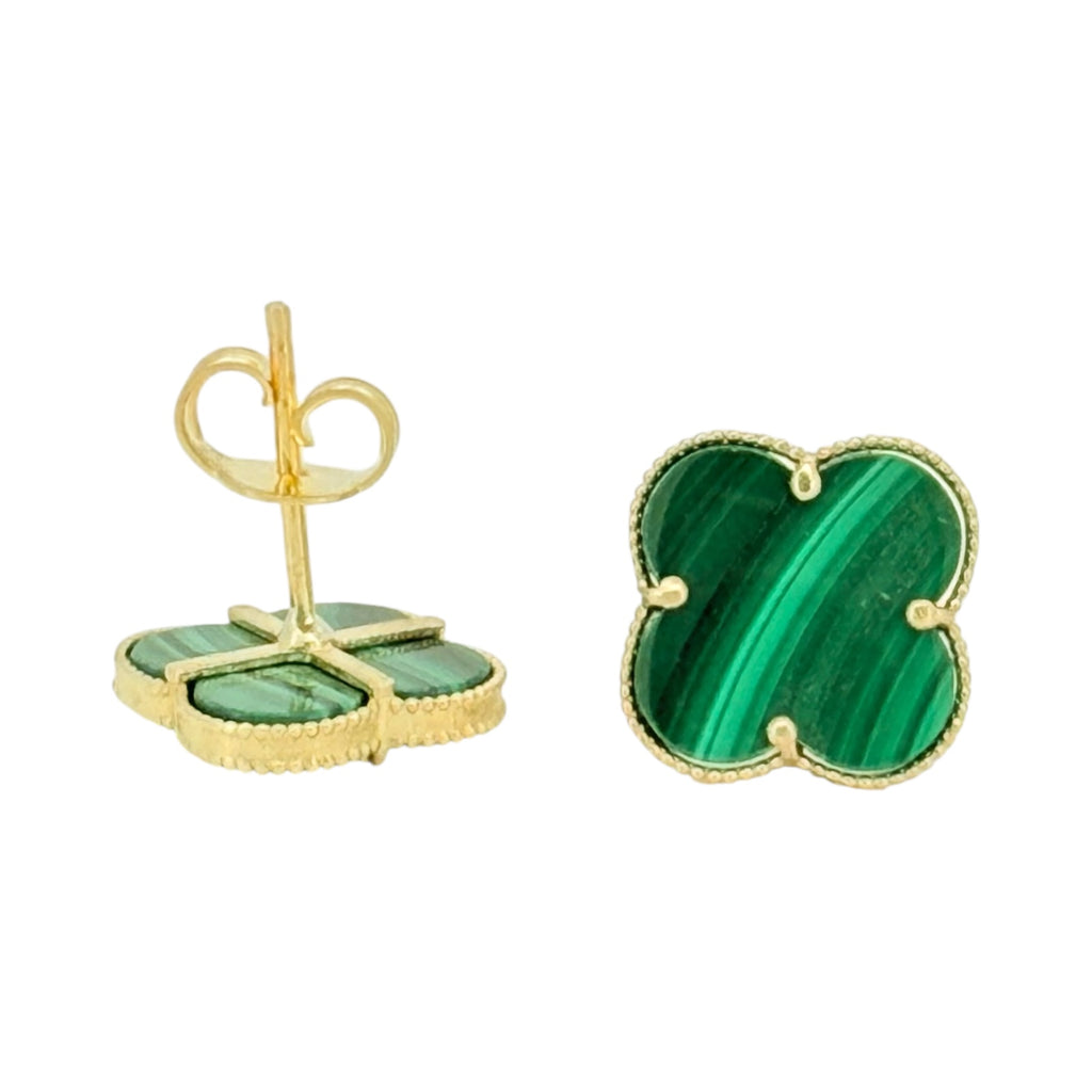 Earrings Clover // green flower 10k Weight 2.6gm