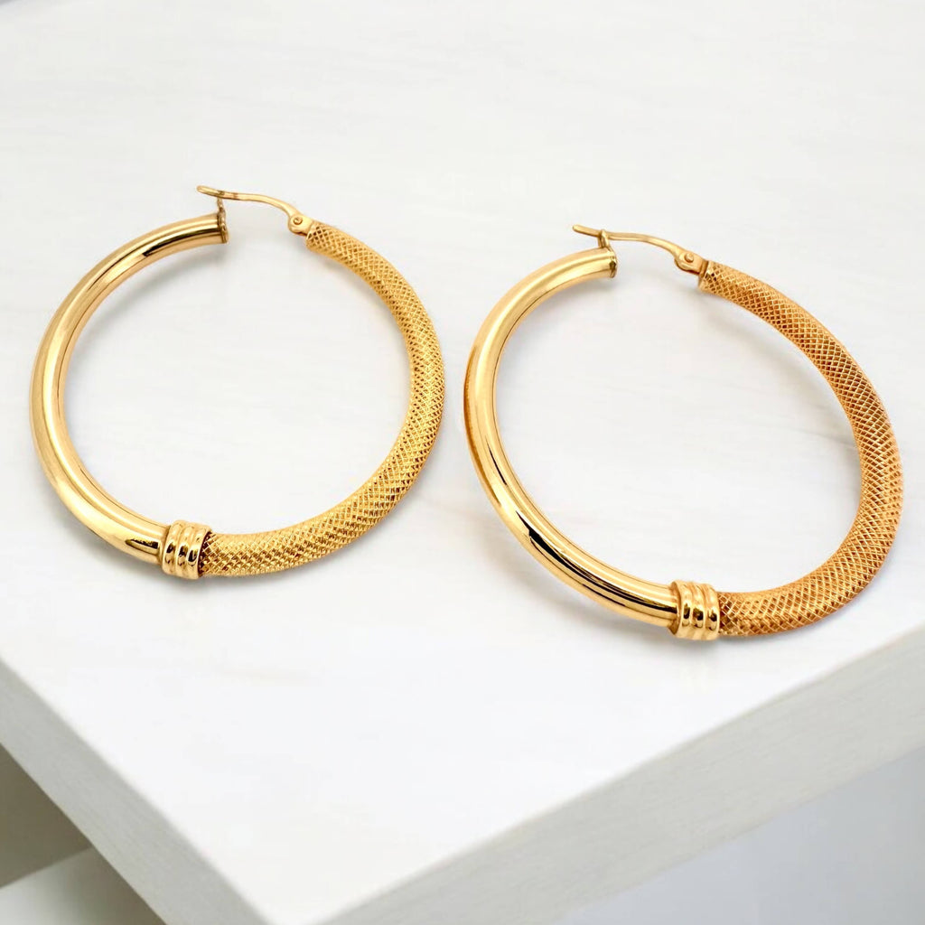 Earrings Hoops 14 KT Hollow Weight 3.5gm