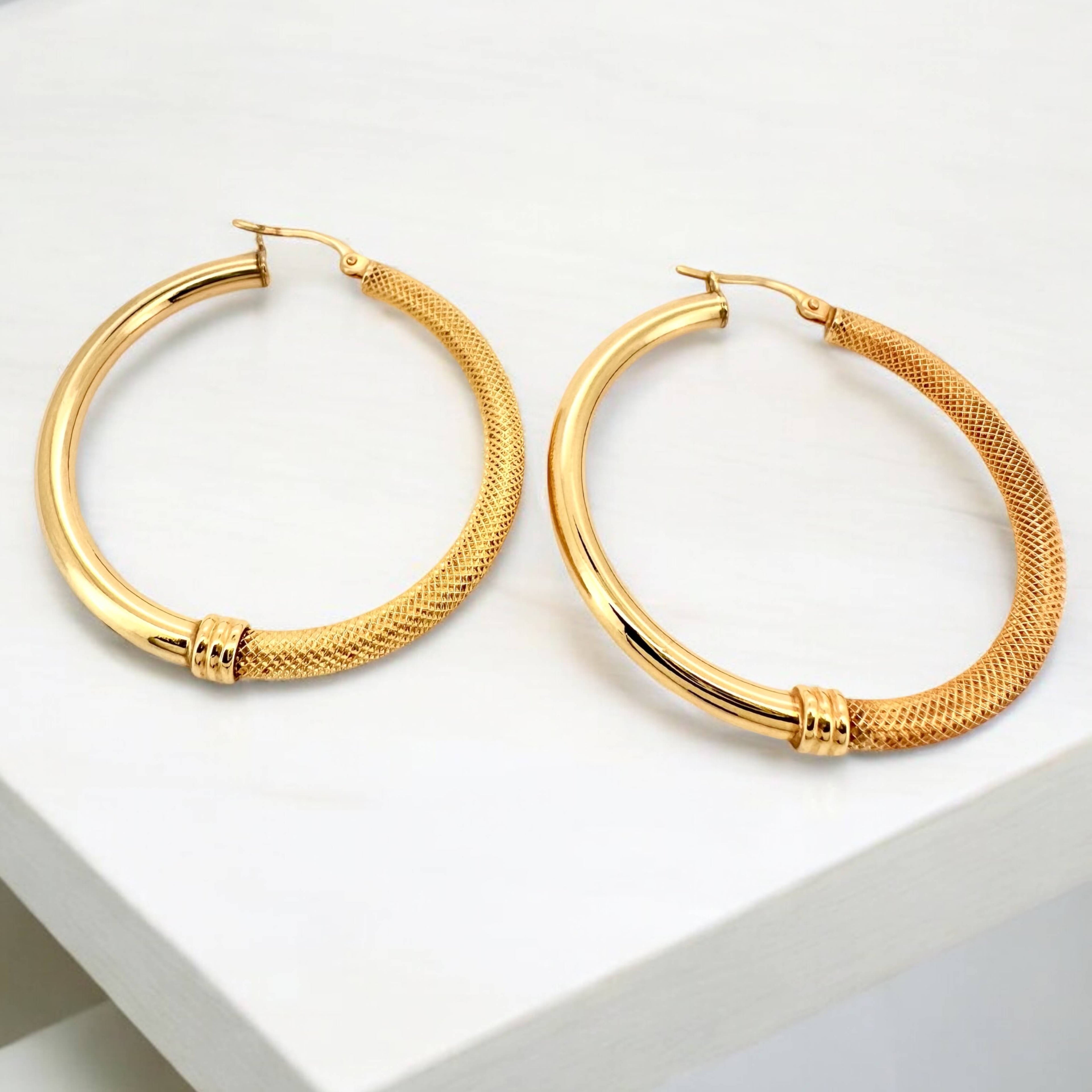 Earrings Hoops 14 KT Hollow Weight 3.5gm