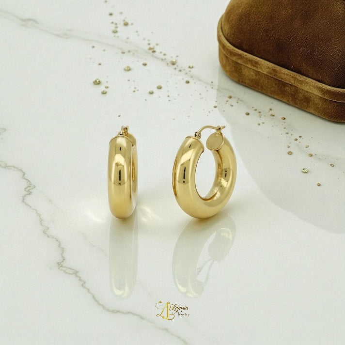Earrings Hoops 14 KT Hollow Weight 4.7gm