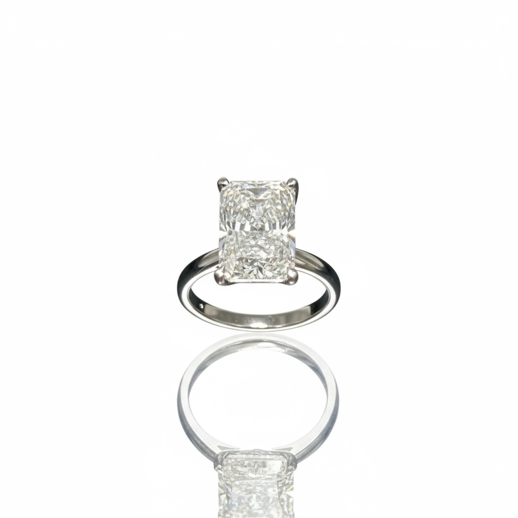 Rings Women RAD 4.1ct/D,VS1 14 KT Lab diamonds Size 4 3/4 Weight 3.9gm