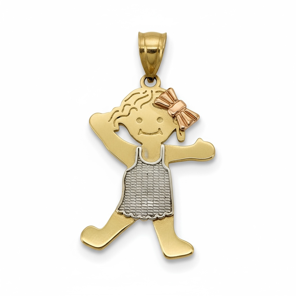 Pendants Little girl 14 KT Solid gold Weight 2.3gm