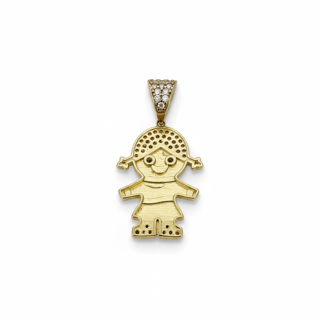 Pendants Little girl 14 KT zicornia Weight 2.7gm