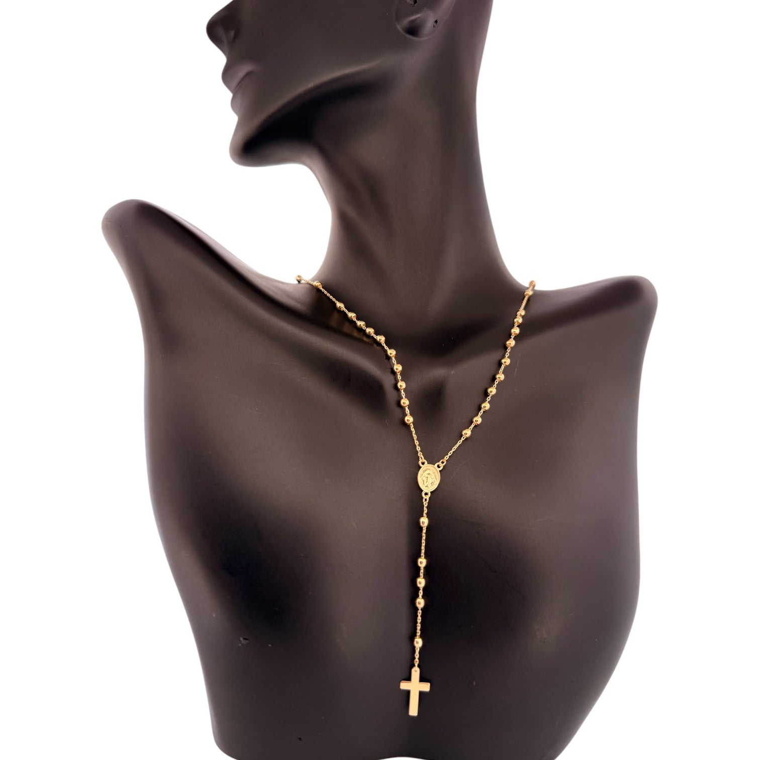 Rosary crucifix necklace Rosary 10k Hollow Size 16'' Weight 4.7gm