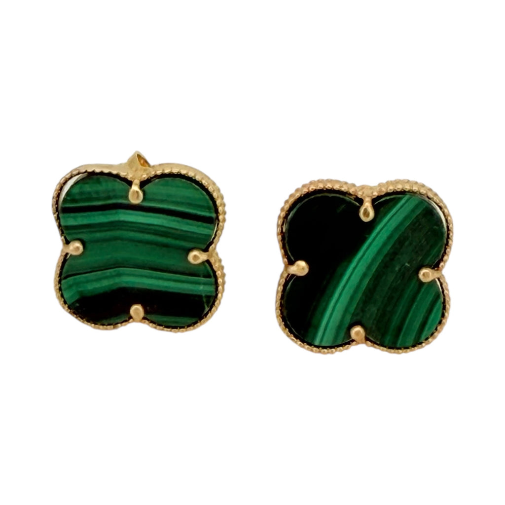 Earrings Clover // green flower 10k Weight 2.6gm