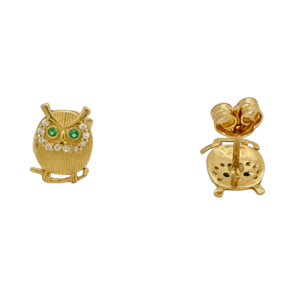 Earrings boy Owl 14 KT zicornia Weight 1.4gm