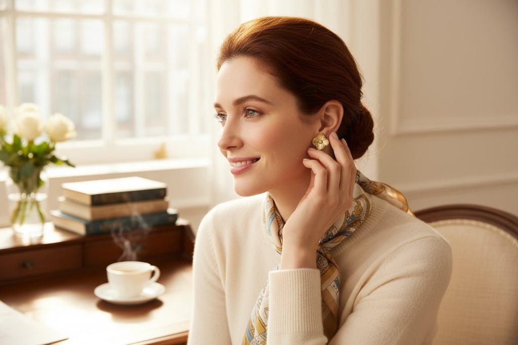 Earrings Golden flower 10k Hollow Weight 3.4gm