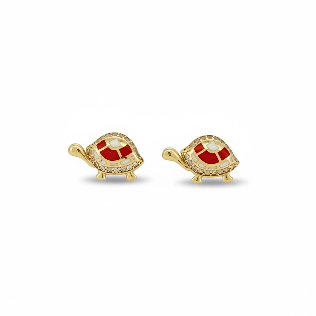 Earrings Turtle 14 KT zicornia Weight 2gm