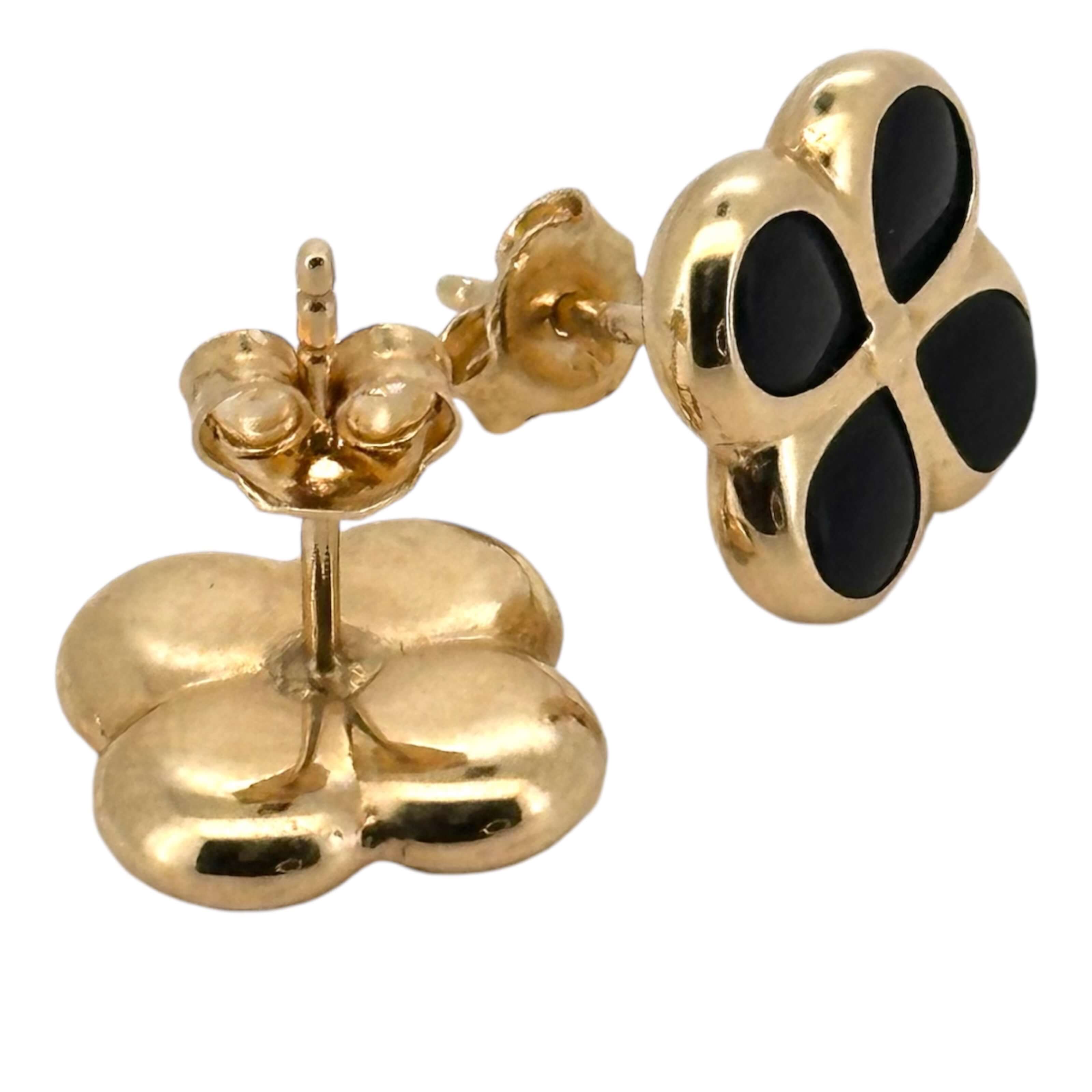 Earrings Black flower 14 KT Weight 2.2GM