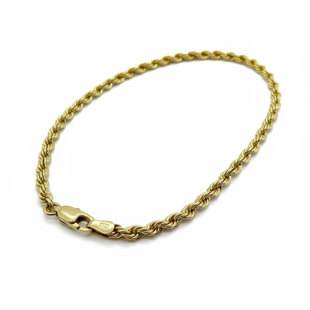 Anklets Torzal 14 KT Hollow Size 10''*3.2mm Weight 3.4gm