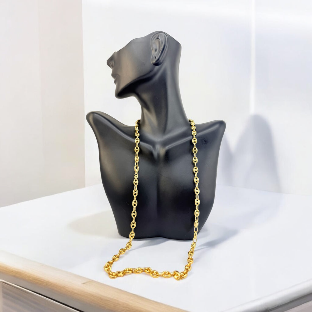 Chains Puffed mariner anchor link chain 14 KT Hollow Size 24'' Weight 21.3gm