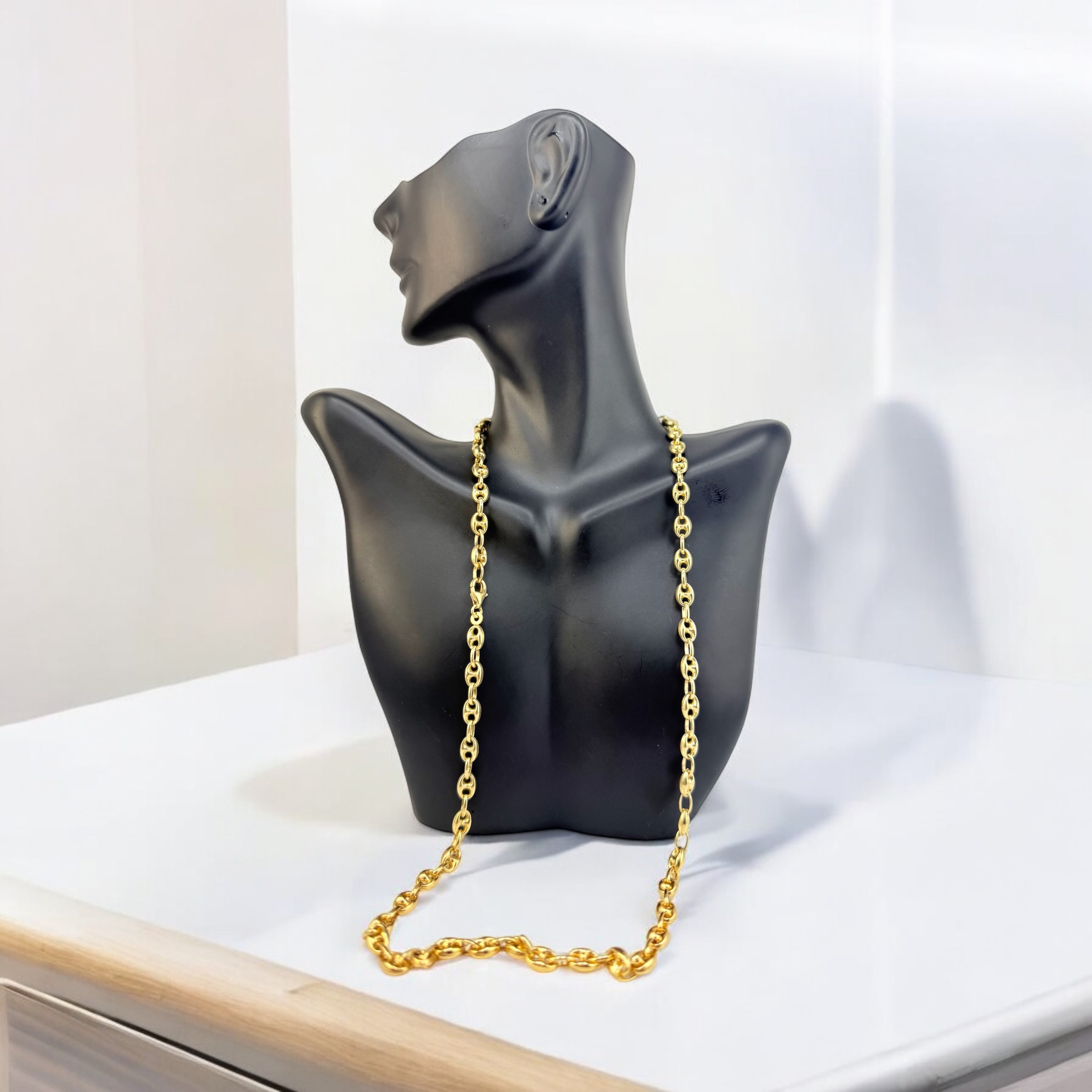 Chains Puffed mariner anchor link chain 14 KT Hollow Size 24'' Weight 21.3gm