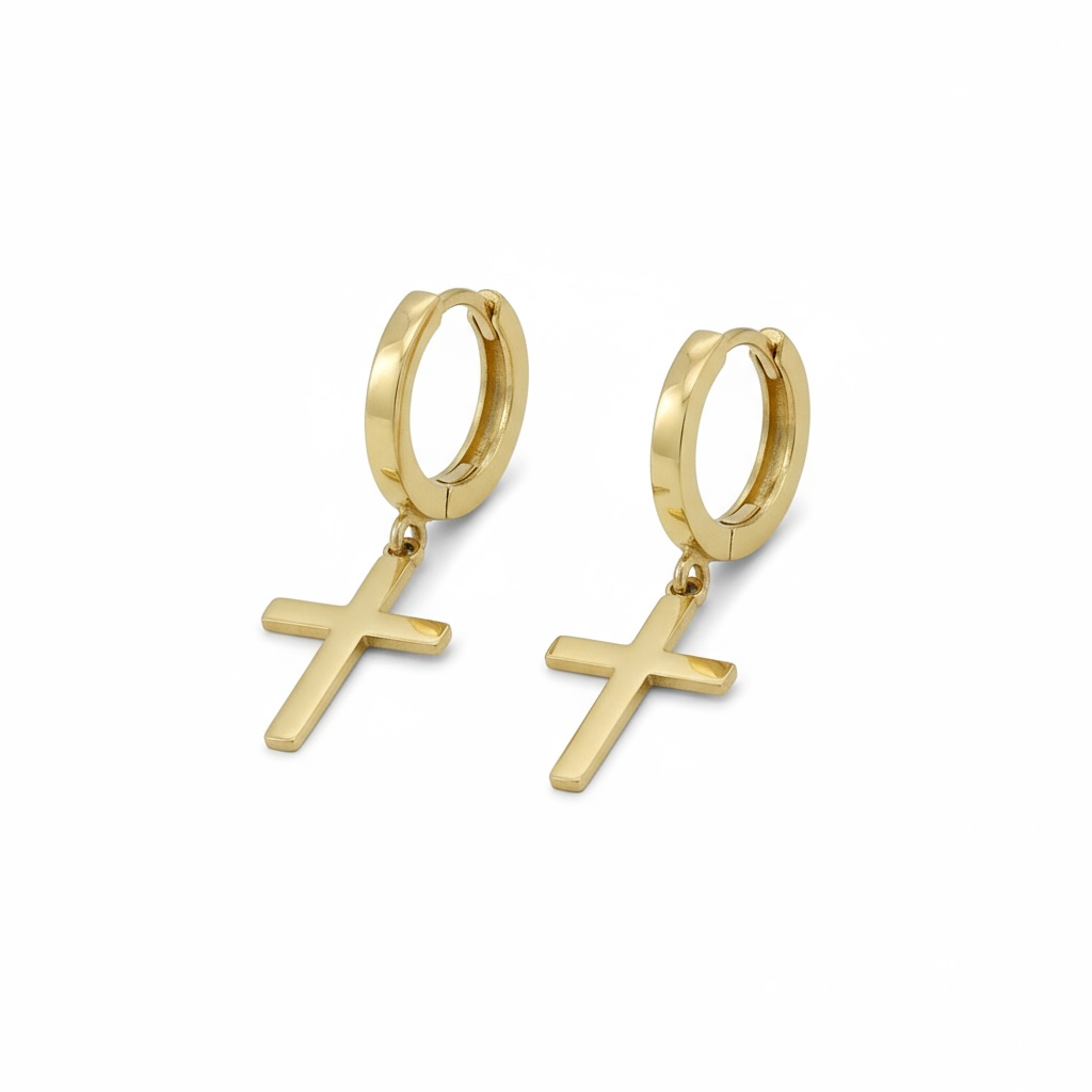 Earrings cross 14 KT Weight 2.4gm
