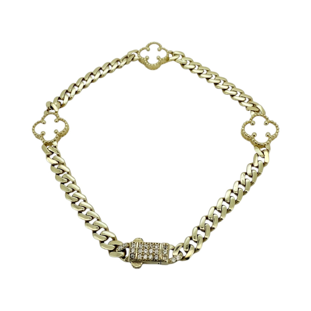 Bracelets White flower 10k Hollow Size 7 Weight 5.1gm