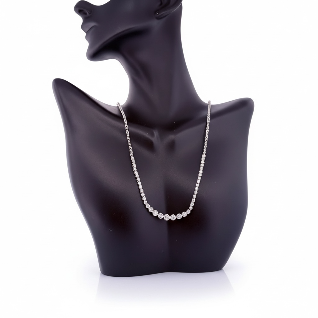 Chains white gold 14 KT diamonds Size 16'' Weight 11.6gm