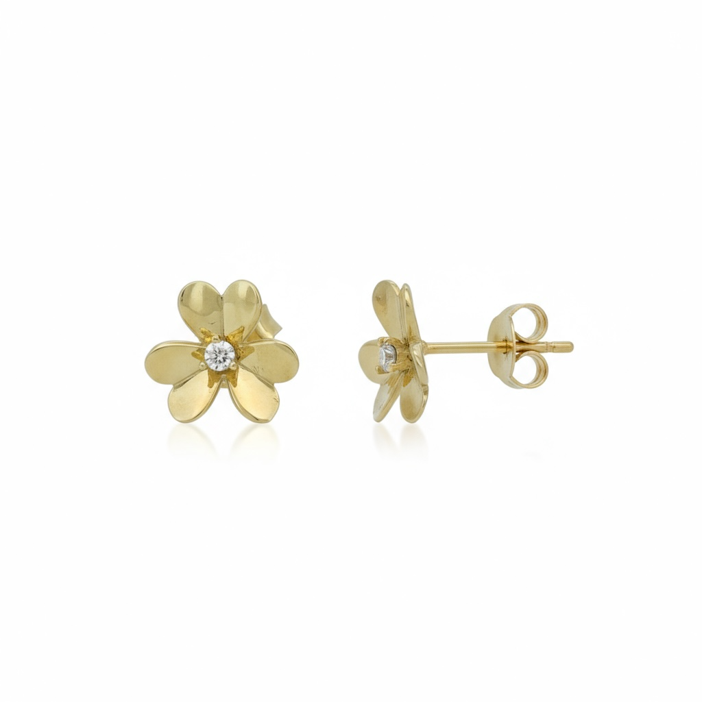 Earrings Flower 10k zicornia Weight 1.5gm