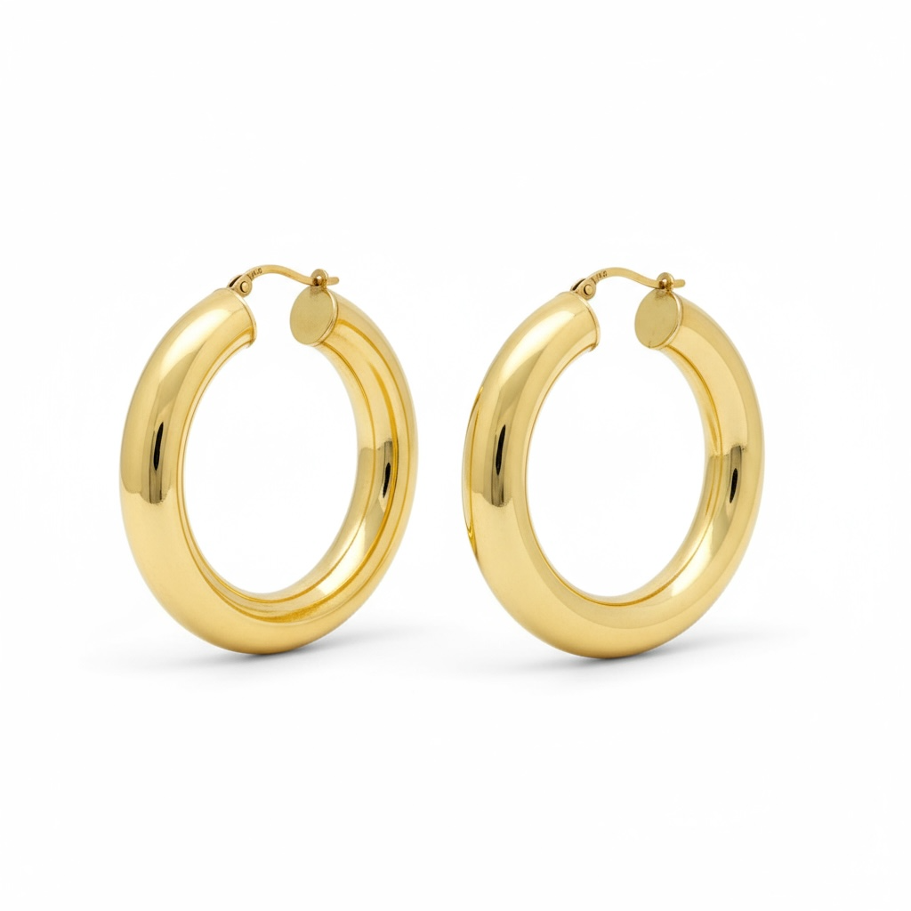 Earrings Hoops 14 KT Hollow Weight 7gm