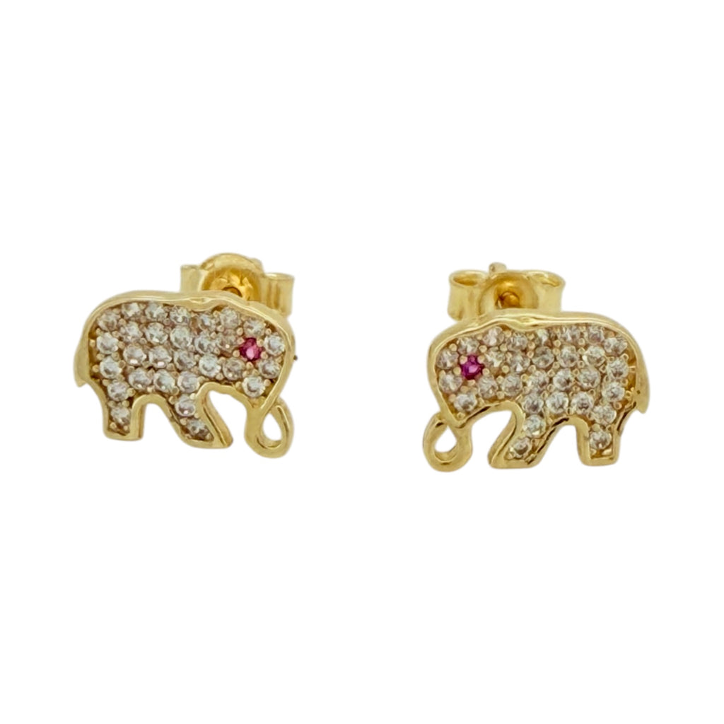 Earrings boy Elephant 14 KT zicornia Weight 1.3gm