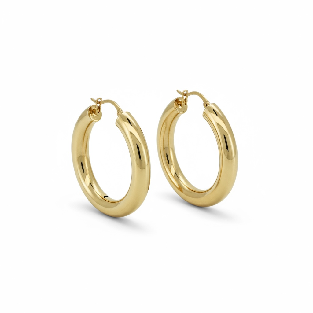 Earrings Hoops 14 KT Hollow Weight 5.1gm