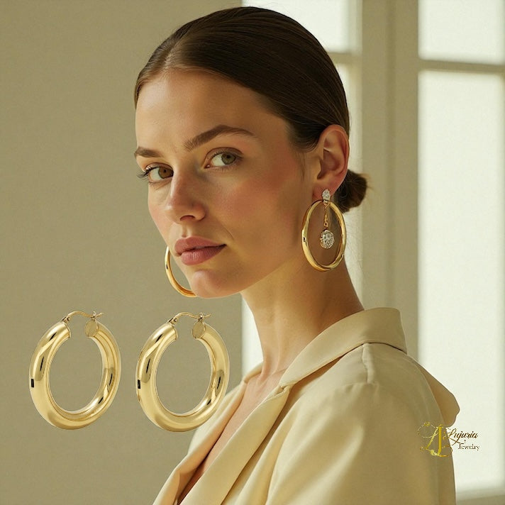 Earrings Hoops 14 KT Hollow Weight 7gm