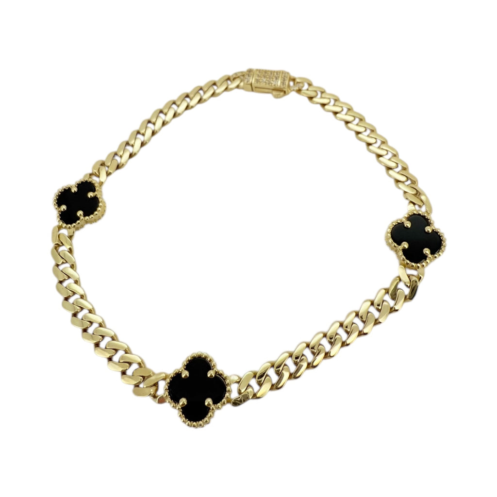 Bracelets Black flower 10k Hollow Size 7'' Weight 5.4gm