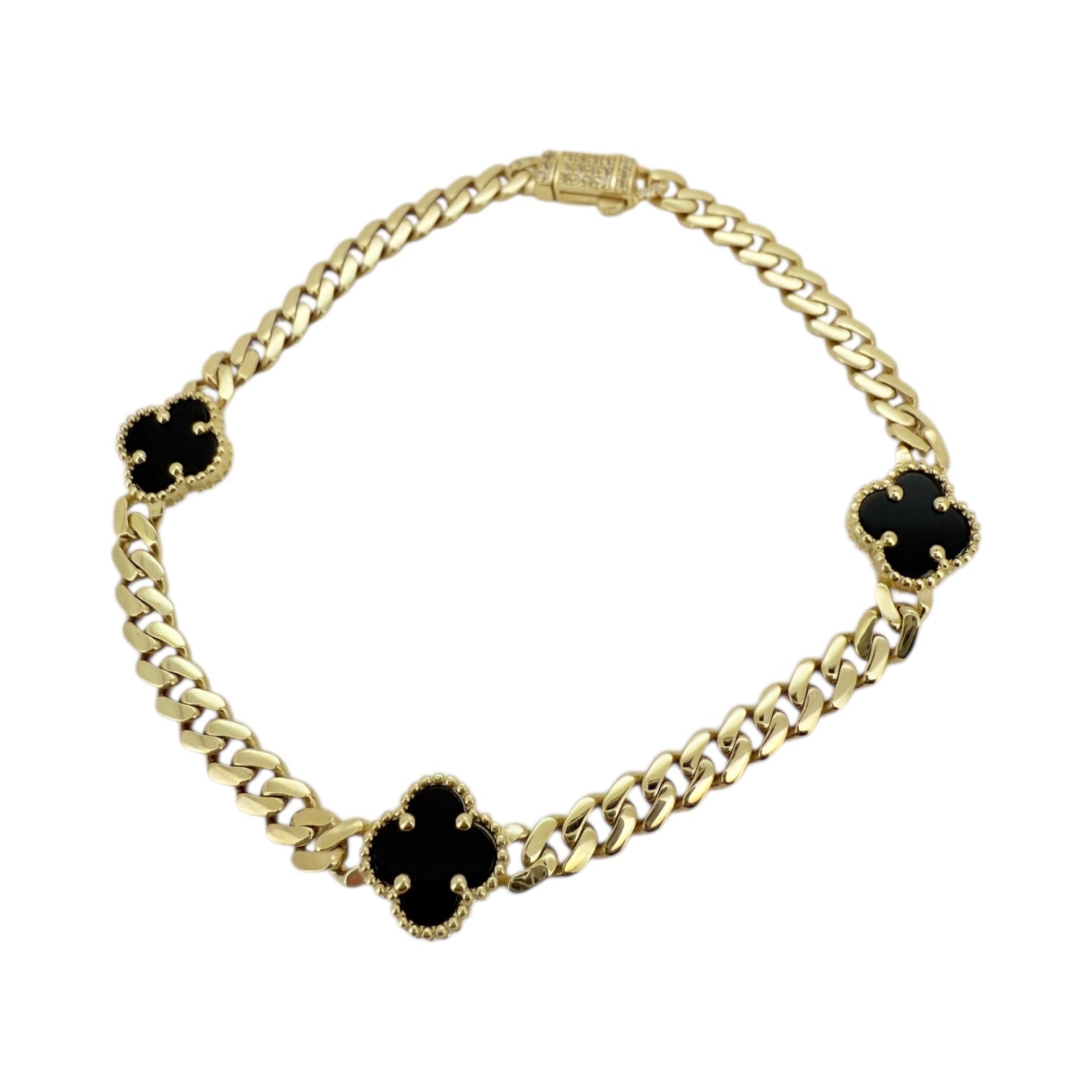 Bracelets Black flower 10k Hollow Size 7'' Weight 5.4gm