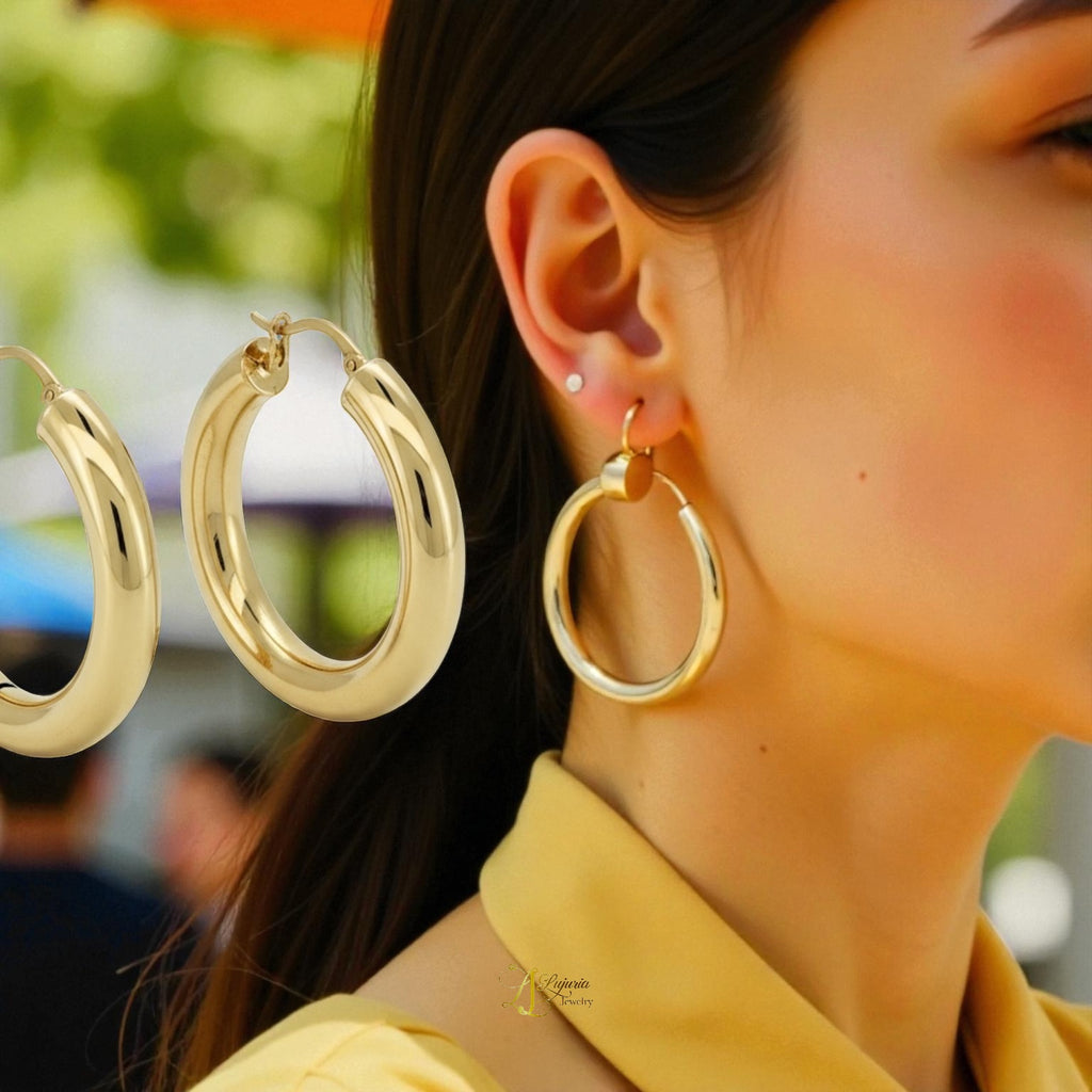 Earrings Hoops 14 KT Hollow Weight 5.1gm