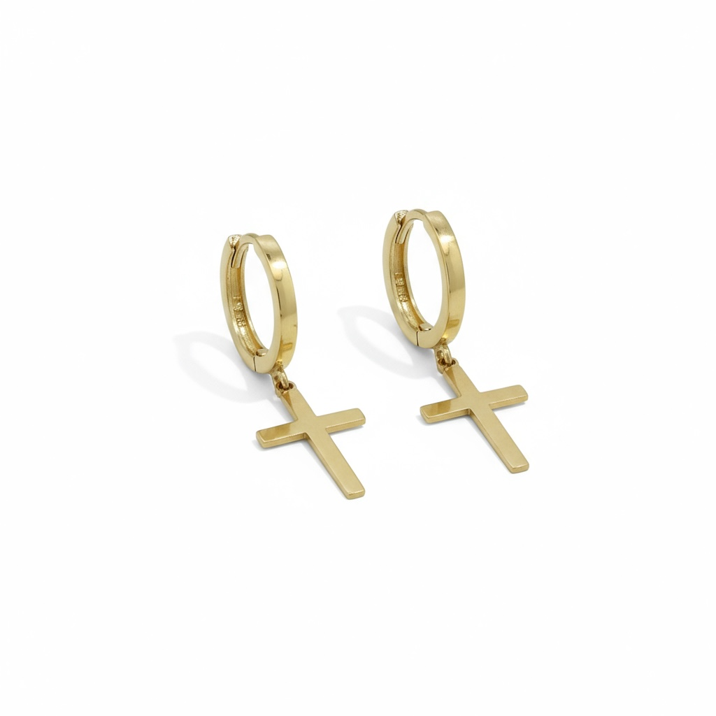 Earrings cross 14 KT Weight 2.4gm