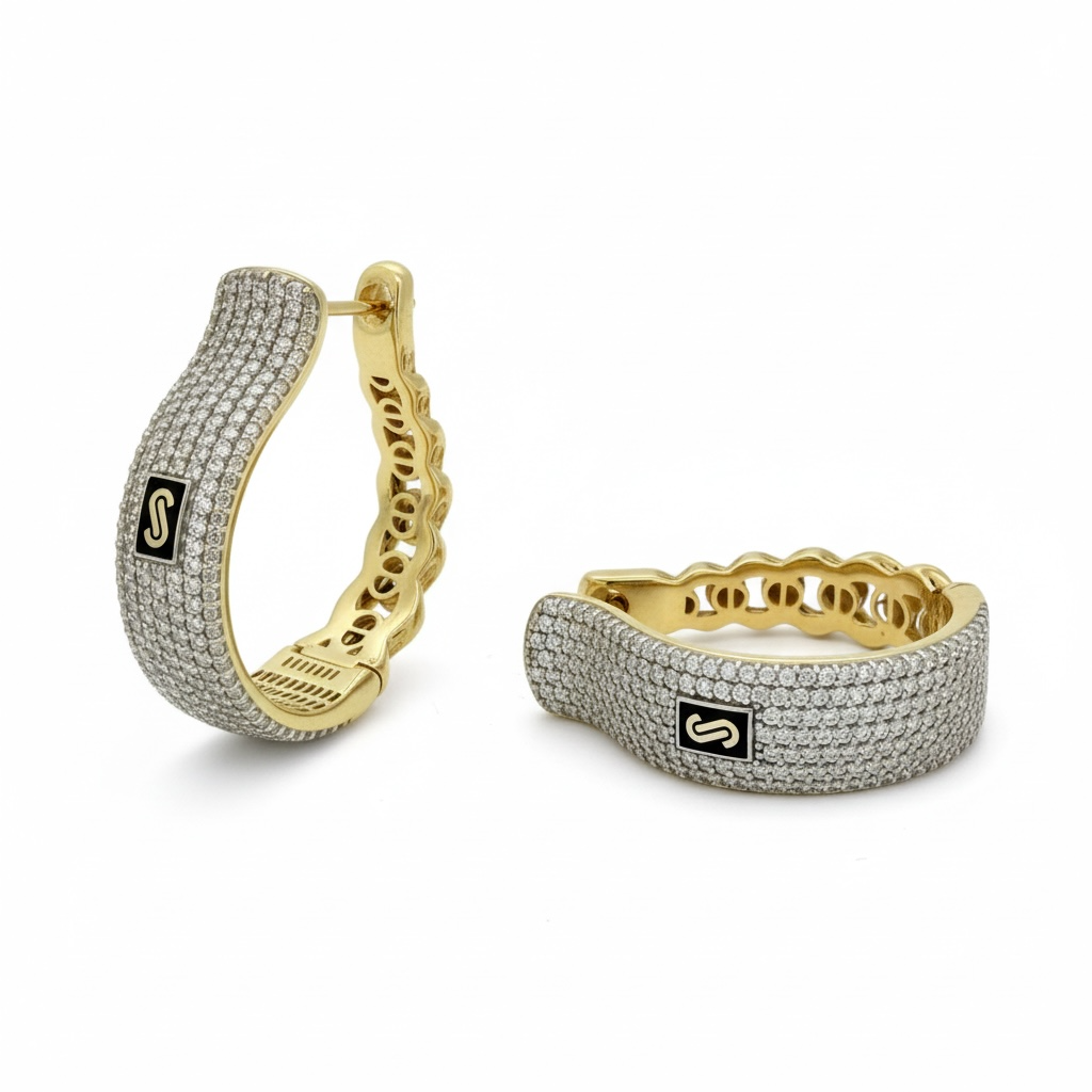 Earrings Monaco chain 10k Hollow Weight 9.5gm