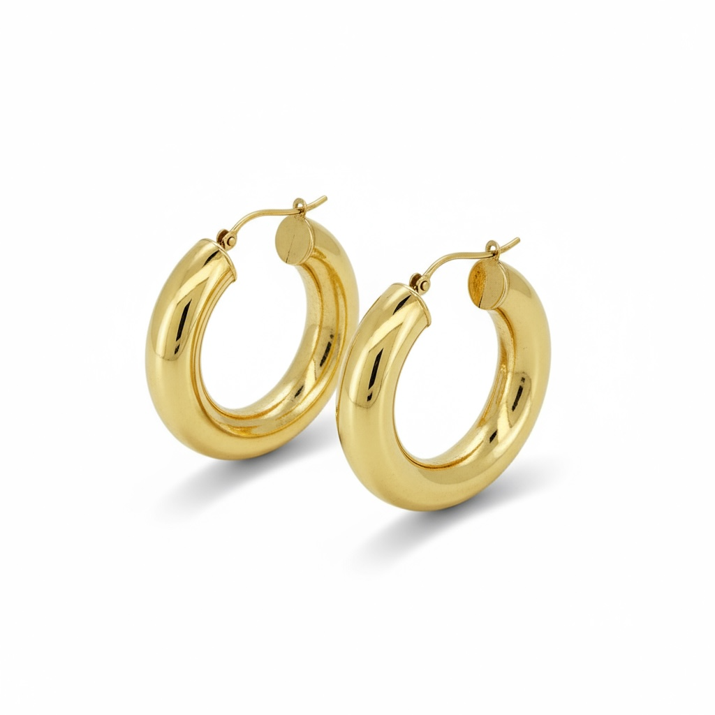 Earrings Hoops 14 KT Hollow Weight 3.7gm