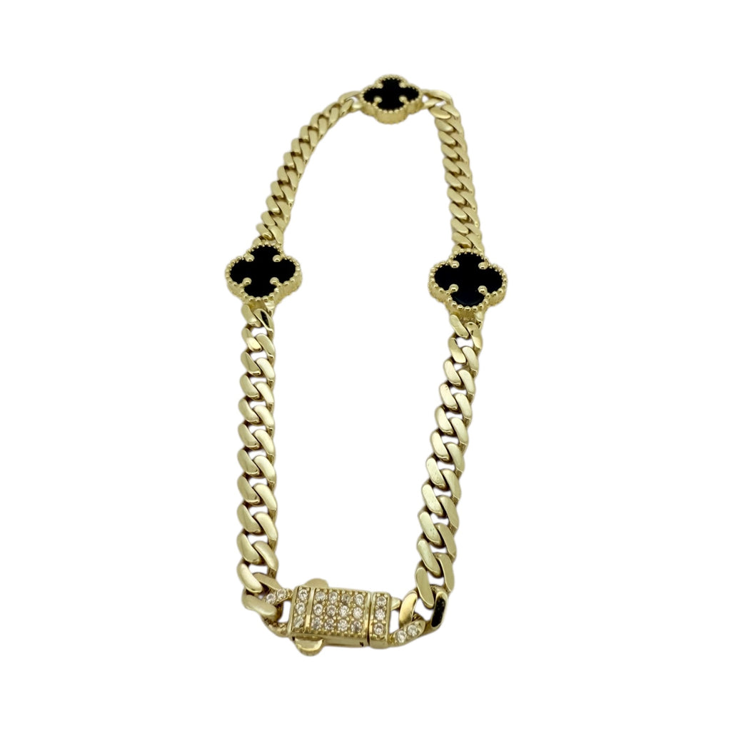 Bracelets Black flower 10k Hollow Size 7'' Weight 5.4gm