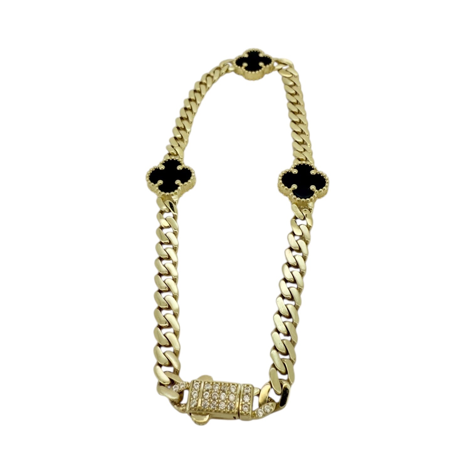 Bracelets Black flower 10k Hollow Size 7'' Weight 5.4gm