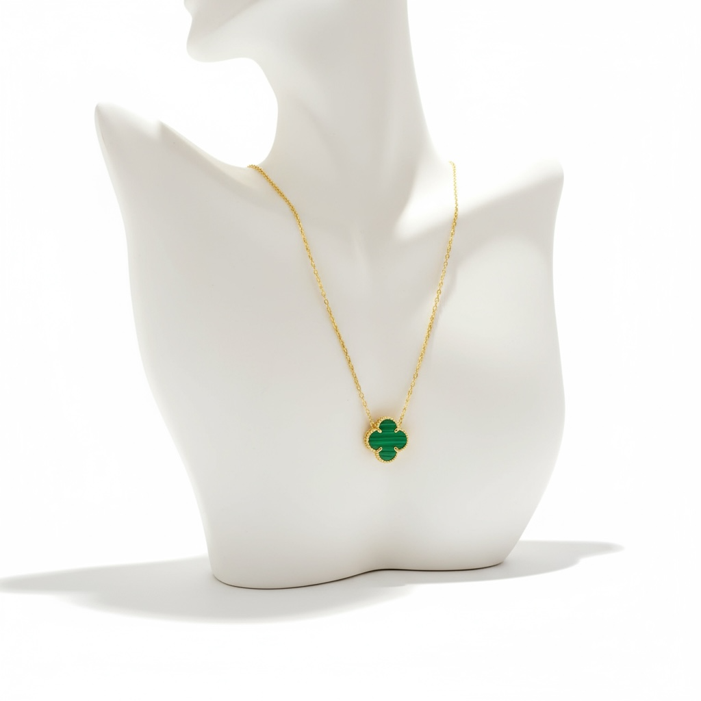 Chains Clover // green flower 10k Size 18'' Weight 3gm