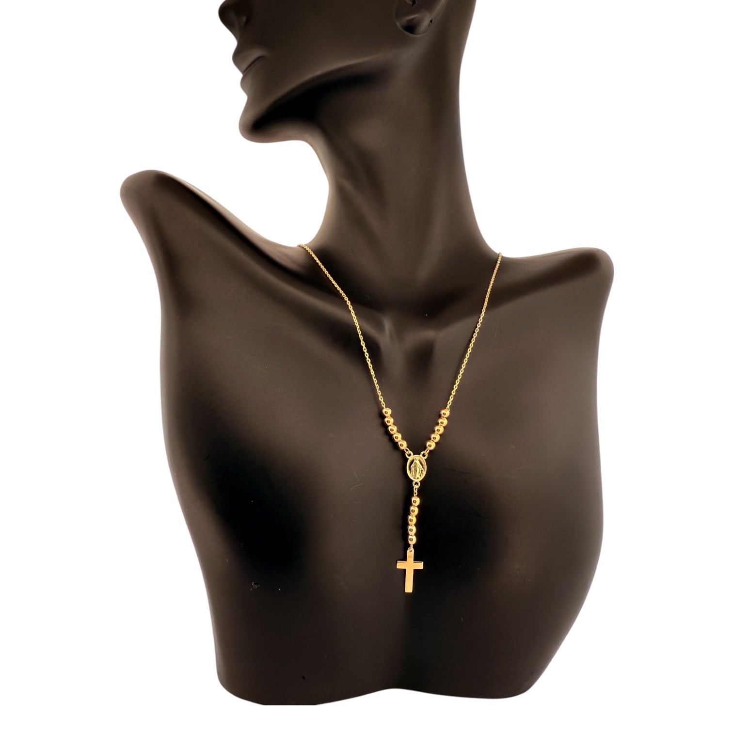 Rosary crucifix necklace Rosary 10k Hollow Size 16'' Weight 3.2gm