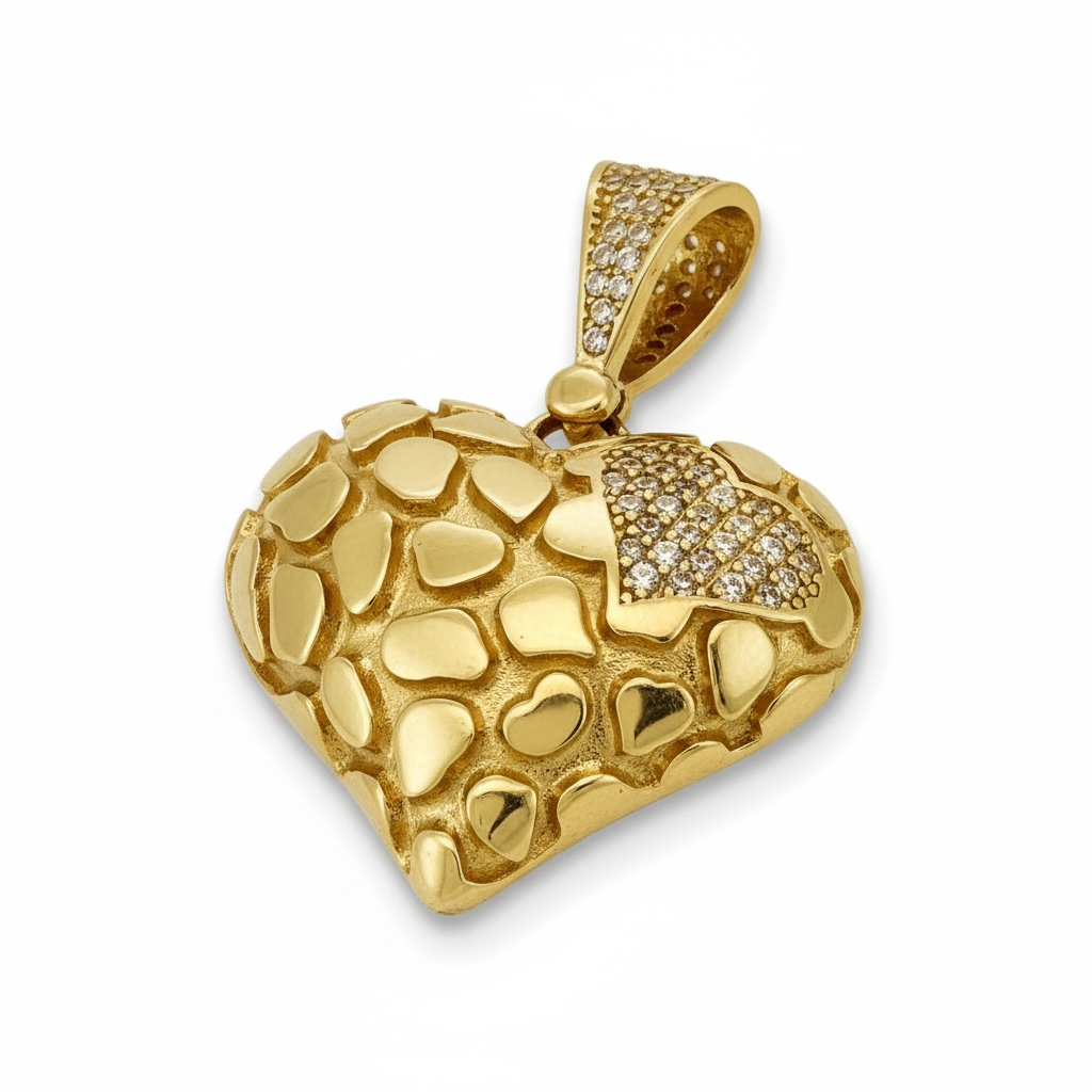 Pendants heart 14 KT zicornia Weight 4.7gm