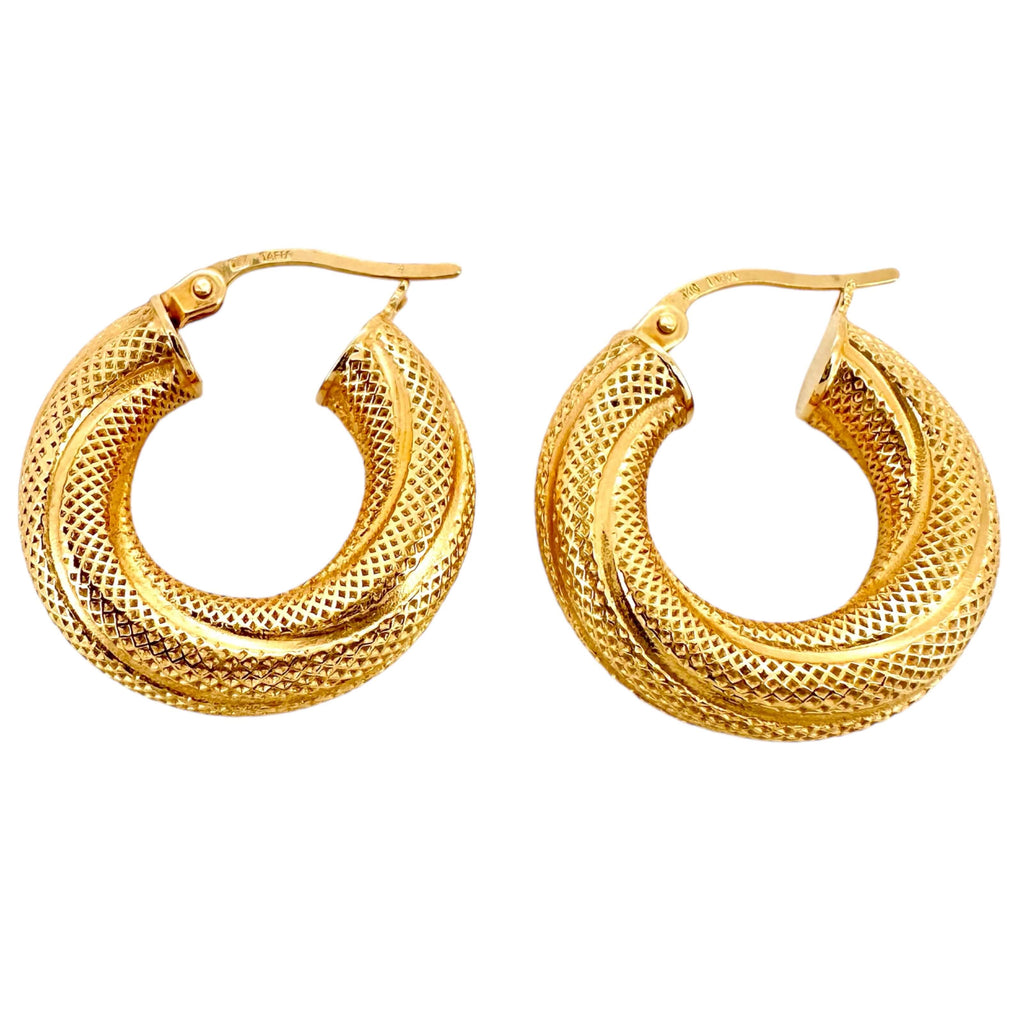 Earrings Crooked 14 KT Hollow Weight 2.6gm