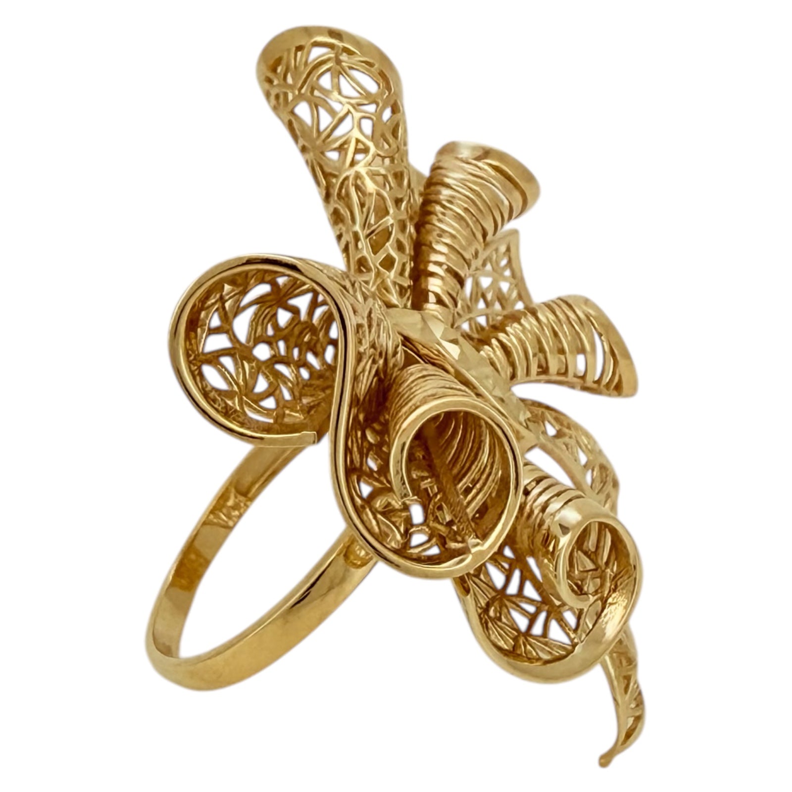 Rings Women Ribbon 14 KT Hollow Size 6 Weight 5.8gm