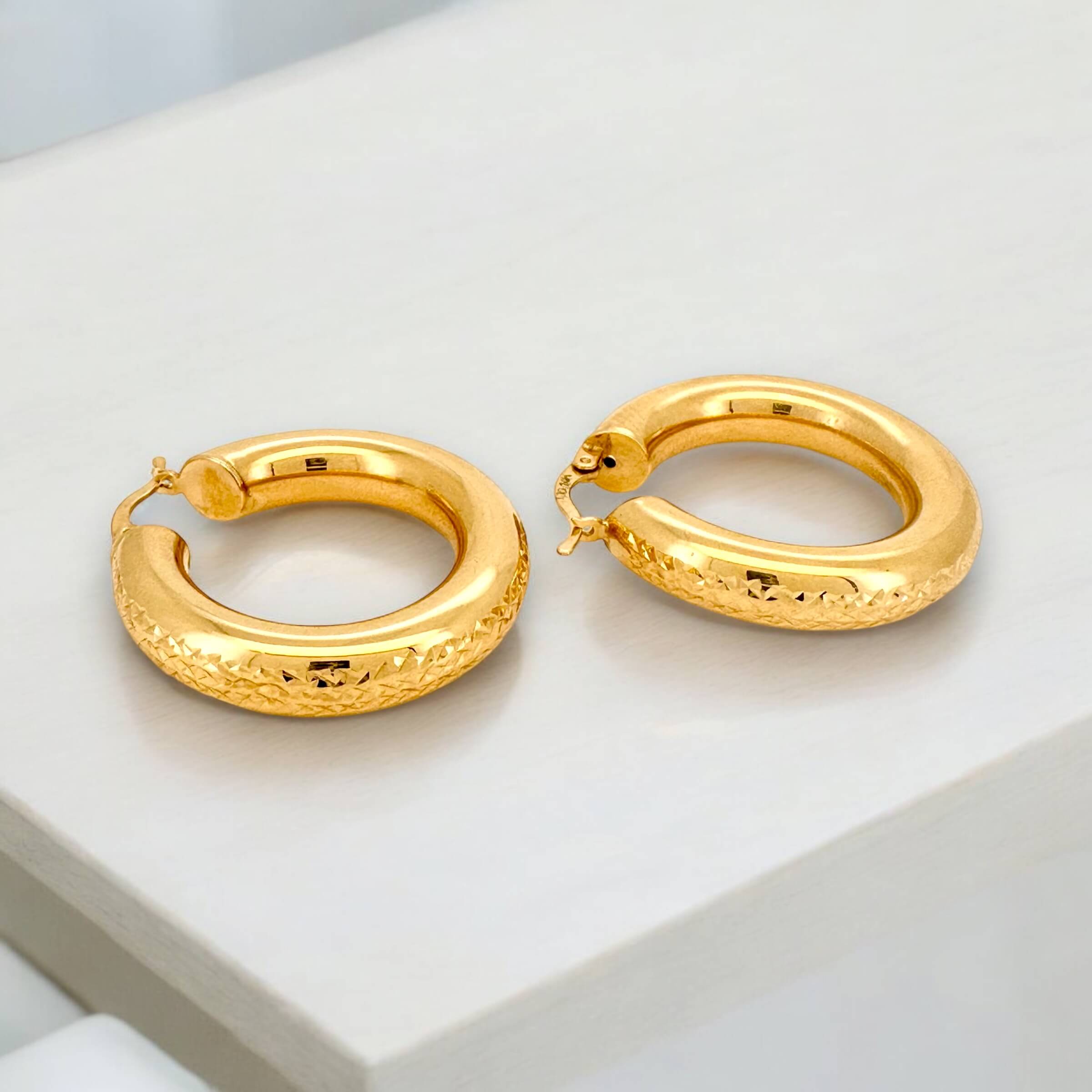 Earrings Hoops 14 KT Hollow Weight 7gm