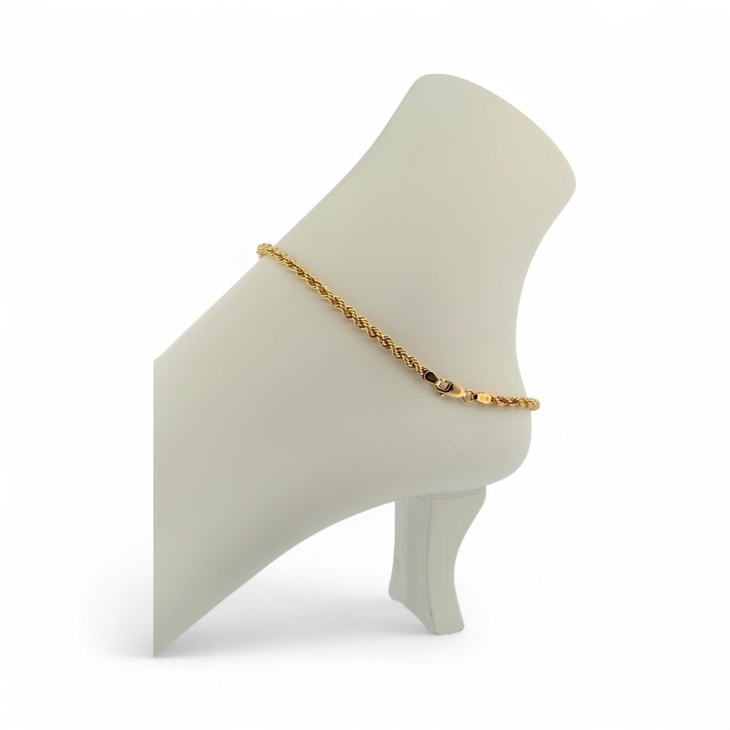 Anklets Torzal 14 KT Hollow Size 10''*3.2mm Weight 3.4gm