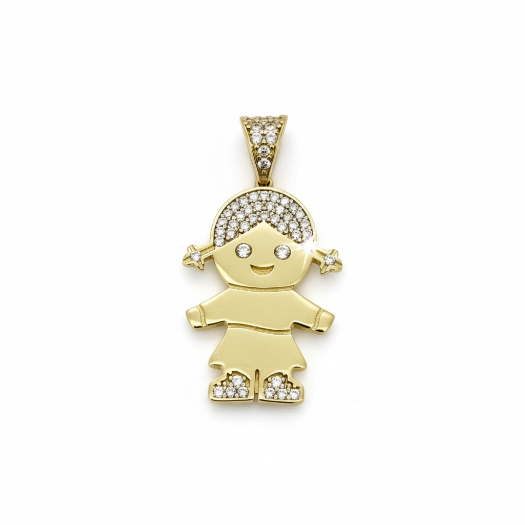 Pendants Little girl 14 KT zicornia Weight 2.7gm