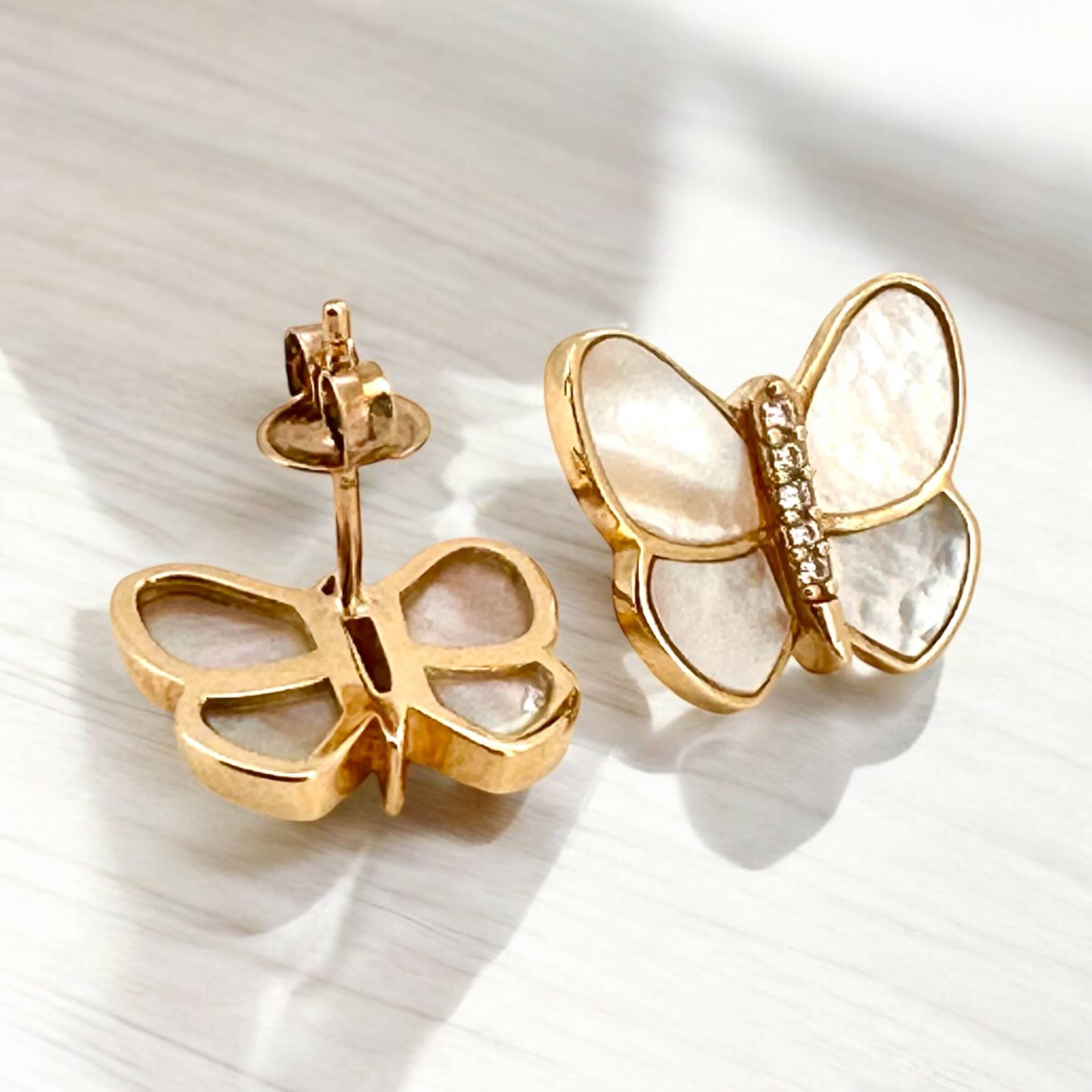 Earrings Butterfly 14 KT zicornia Weight 3.7gm