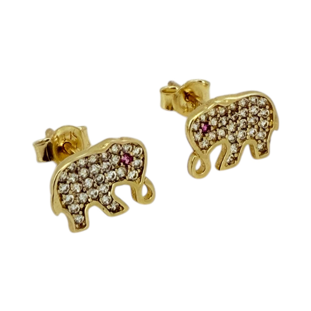 Earrings boy Elephant 14 KT zicornia Weight 1.3gm