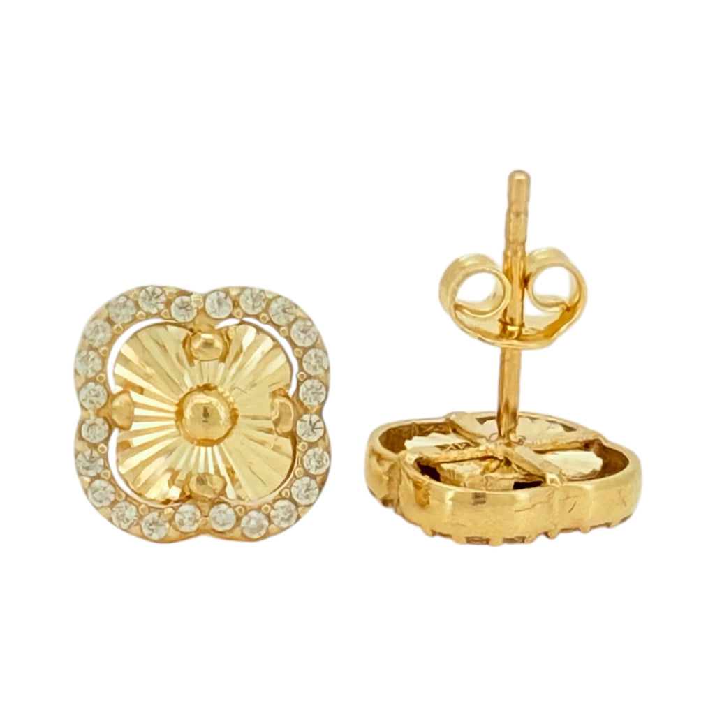 Earrings Golden flower 14 KT zicornia Weight 2.6gm