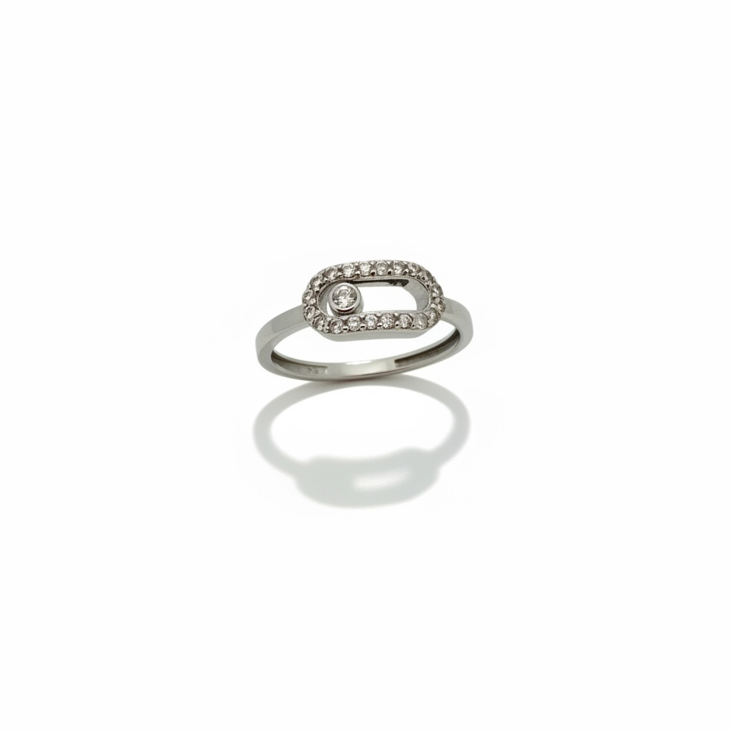 Rings Women white gold 14 KT zicornia Size 8'' Weight 1.5gm
