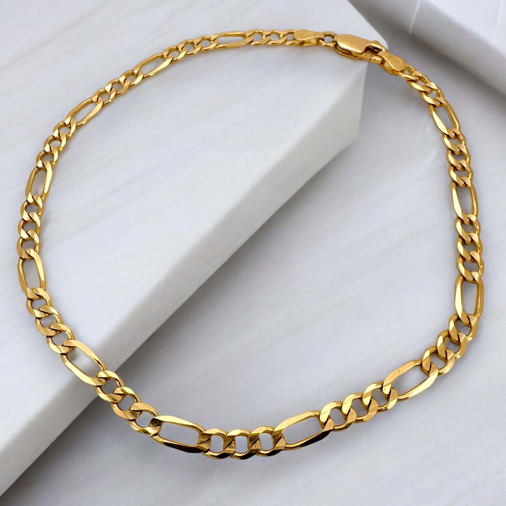 Anklets Figaro 14 KT Solid gold Size 10"*4.26mm Weight 6.4gm