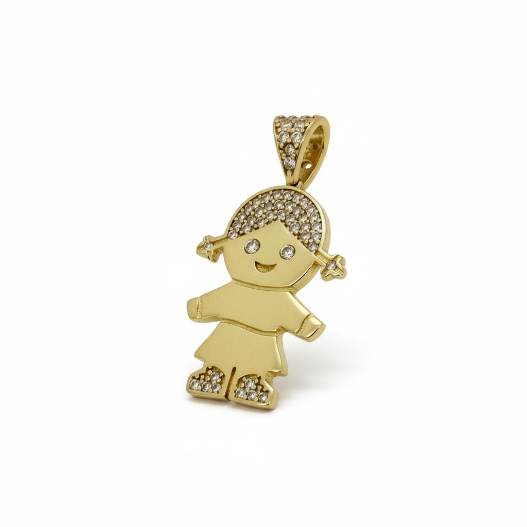 Pendants Little girl 14 KT zicornia Weight 2.7gm